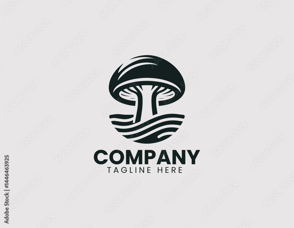 Fototapeta premium Button Mushroom Vector Logo Design