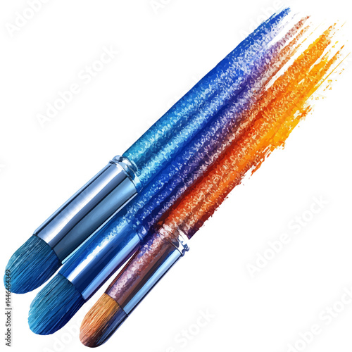 watercolor of Tube Of Acrylic Paint With Brush, vector, isolated on a white background.