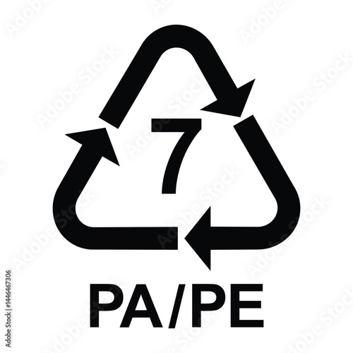 Plastic recycling symbol PA/PE 7 , Plastic recycling code PA/PE 7 , vector illustration