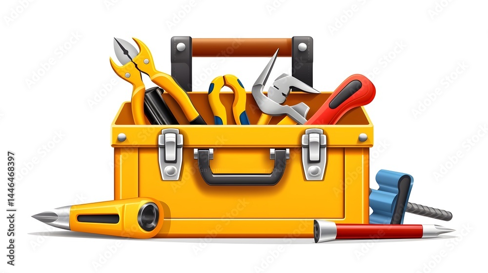 Professional Toolbox Icon for Repairman Toolkit with Construction Equipment for Construction Industry Professional Toolbox Icon for Repairman Toolkit with Construction Equipment for Construction Industry