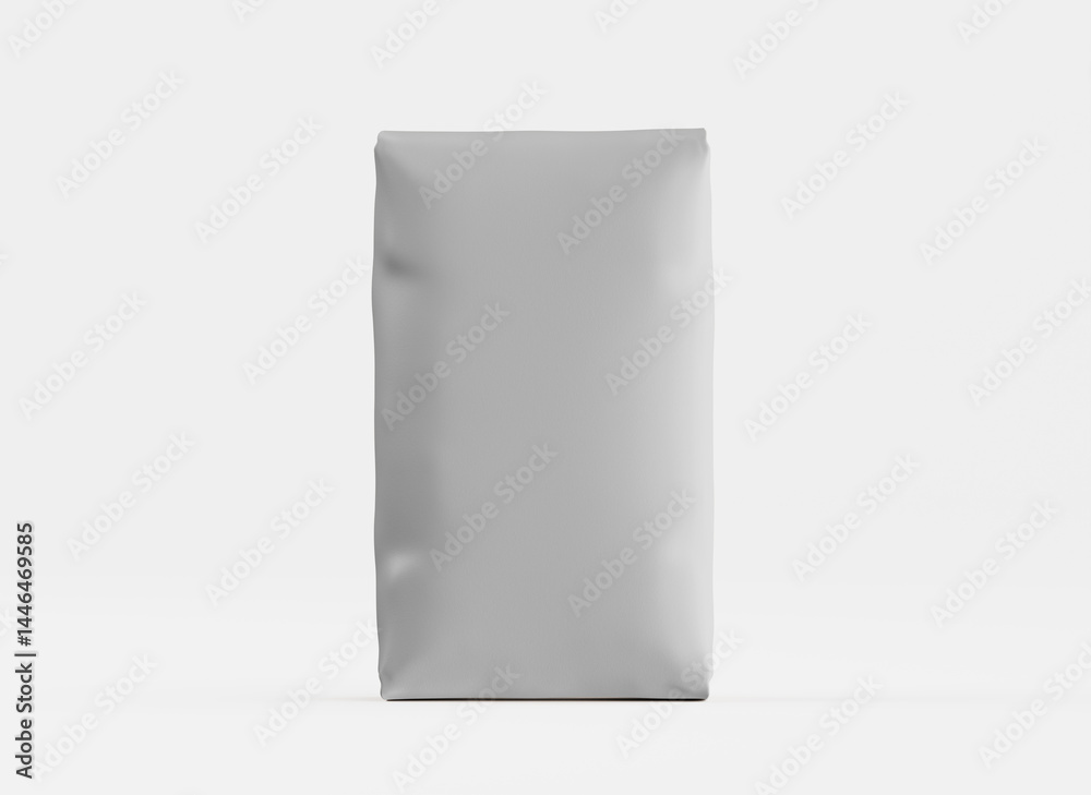 Sack Packaging white color isolated on gray background, 3d render illustration for mockup collection Sack Packaging white color isolated on gray background, 3d render illustration for mockup collection