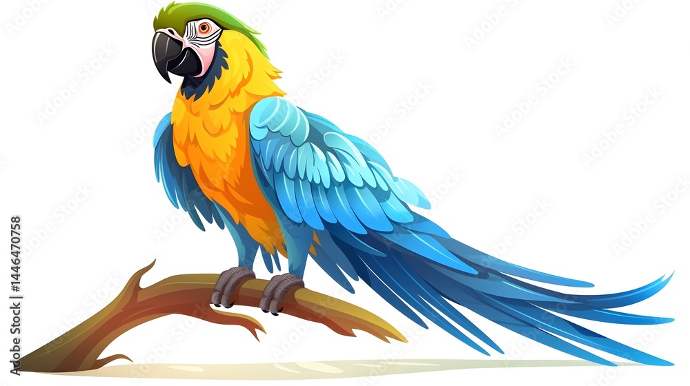 Fototapeta premium Colorful Macaw Parrot Cartoon Vector Illustration for Creative Projects