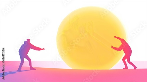 Stylish Woman and Child Cartoon Illustration at the Beach in Summer Sun
