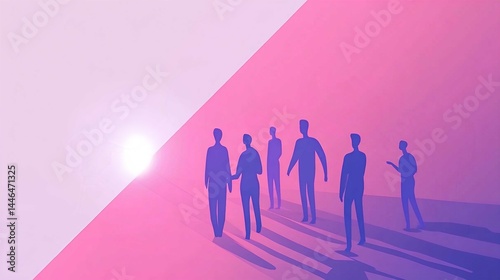 Team Collaboration in Business Silhouettes Vector Illustration