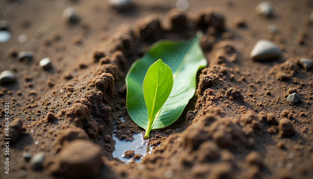 Footprint with Leaf, Earth Day Symbolizing Nature's Care