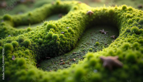 Obraz na płótnie Footprint with Leaf, Earth Day - Green Moss Pathway Background w salonie