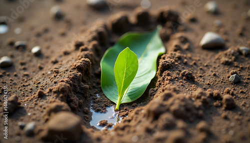Footprint with Leaf, Earth Day Symbolizing Nature's Care  