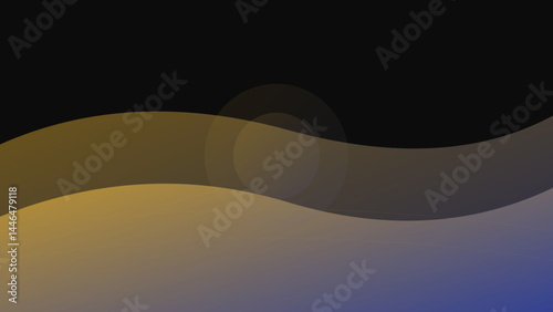 Harmonic Waves Abstract Background in Elegant Gold and Indigo Vector Art