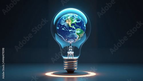 Light Bulb Containing Globe Symbolizing Innovation and Sustainability  