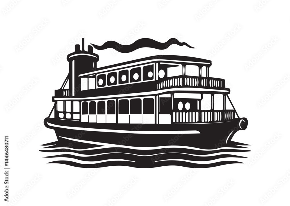 Obraz premium Riverboat silhouette vector