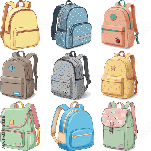 children's backpack image set
