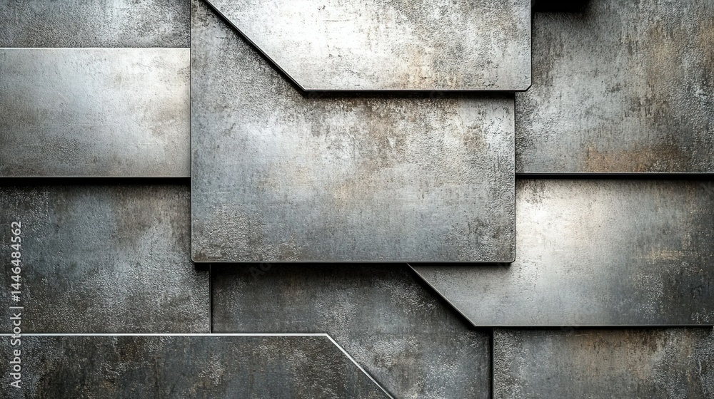 A close-up of intersecting metallic surfaces with a brushed texture, showcasing silver and gray tones in abstract design. A close-up of intersecting metallic surfaces with a brushed texture, showcasing silver and gray tones in abstract design.