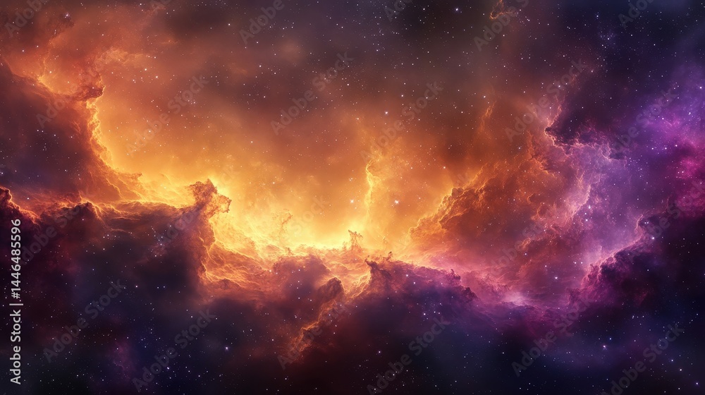 Fototapeta premium A stunning cosmic display of colorful clouds and bright lights in a vast universe full of stars and wonder.