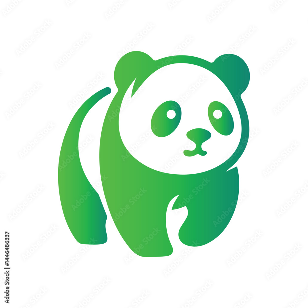 Naklejka premium Green Gradient Stylized Panda Logo Design with Playful Appearance