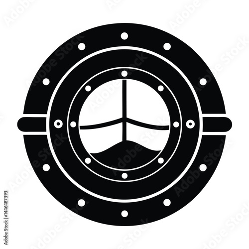 sailor element isolated ship porthole on white bac 
