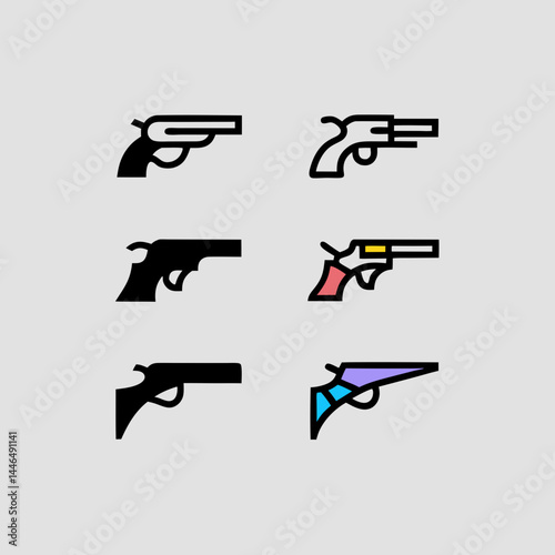 Gun Icons Set Scalable Design for Branding and Logos