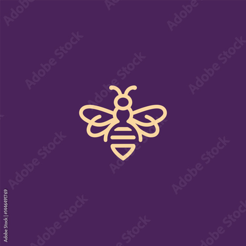 Bee logo in clean, simple line art illustration style.