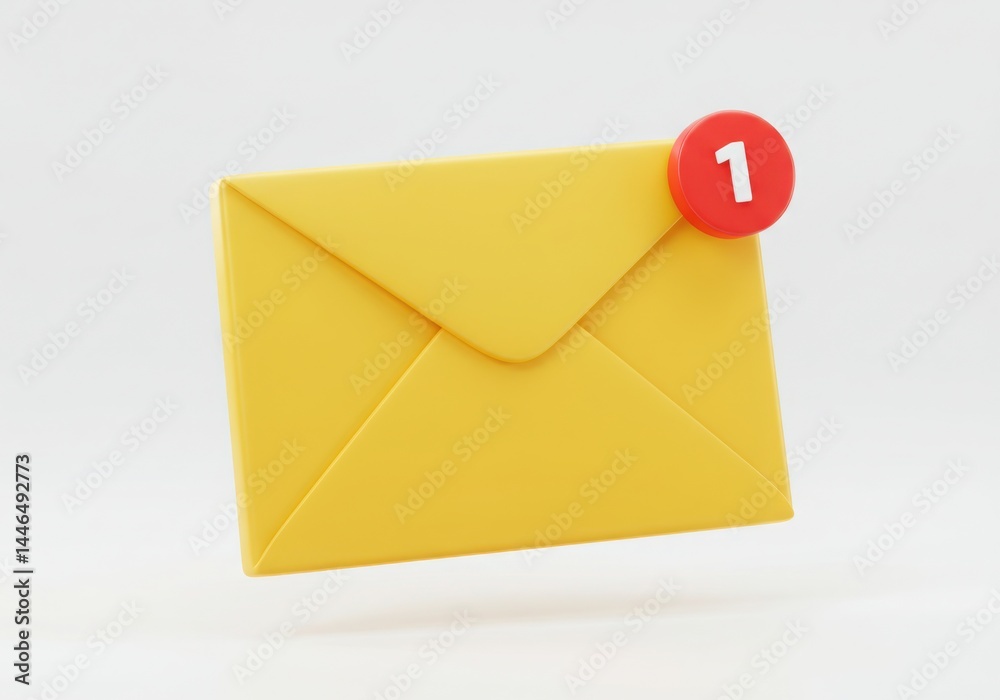 Yellow envelope with a notification indicator on it Yellow envelope with a notification indicator on it