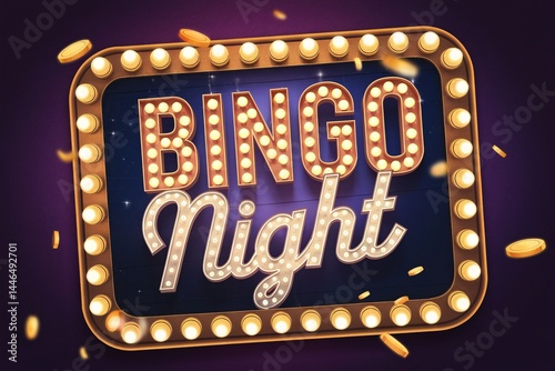 Bingo Night sign with gold coins, evoking a fun and exciting casino game setting.