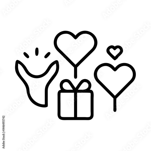 Delightful Gift with Heart Balloons a perfect scalable graphic for branding and logo design