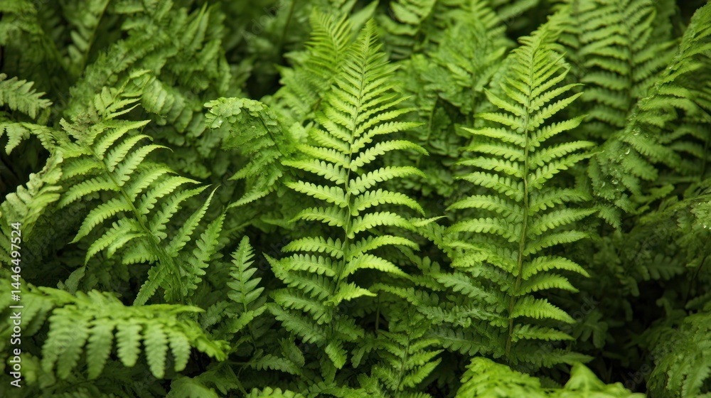 Obraz premium Lush green ferns densely packed, intricate fronds