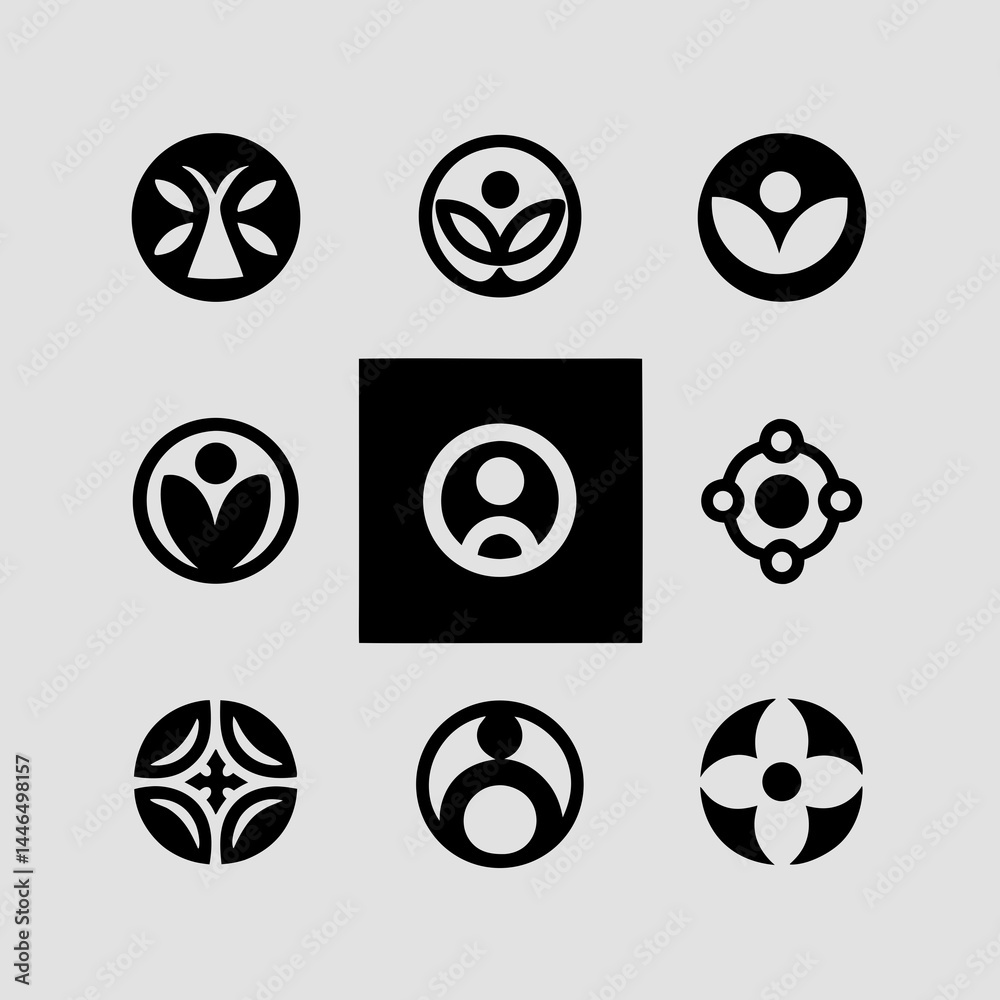 Elegant Monochrome Logo Set Perfect for Branding and Corporate Identity Design Elegant Monochrome Logo Set Perfect for Branding and Corporate Identity Design