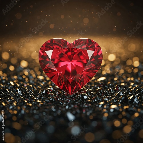 diamante vermelho em forma de coração photo