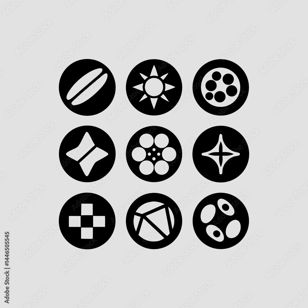 Nine Unique Circular Design Elements Perfect for Logos Branding and Icons Nine Unique Circular Design Elements Perfect for Logos Branding and Icons