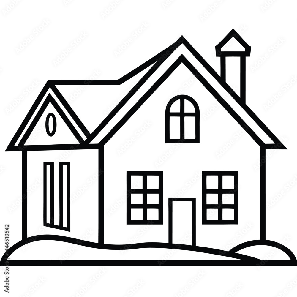 Fototapeta premium Isolated Black Vector house With White Background
