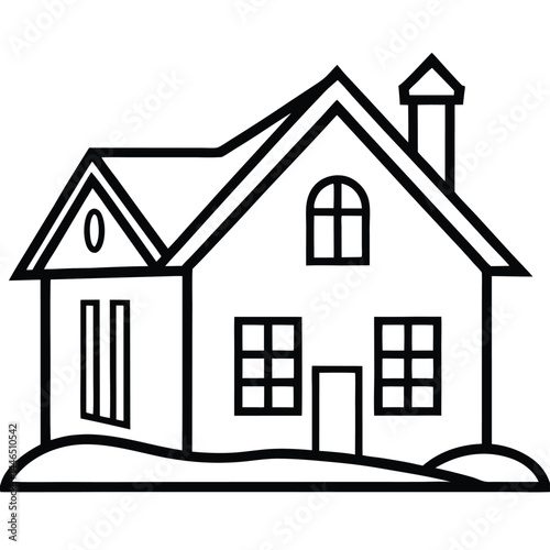 Isolated Black Vector house With White Background