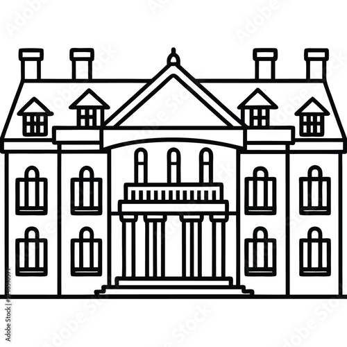 Isolated Black Vector mansion With White Background