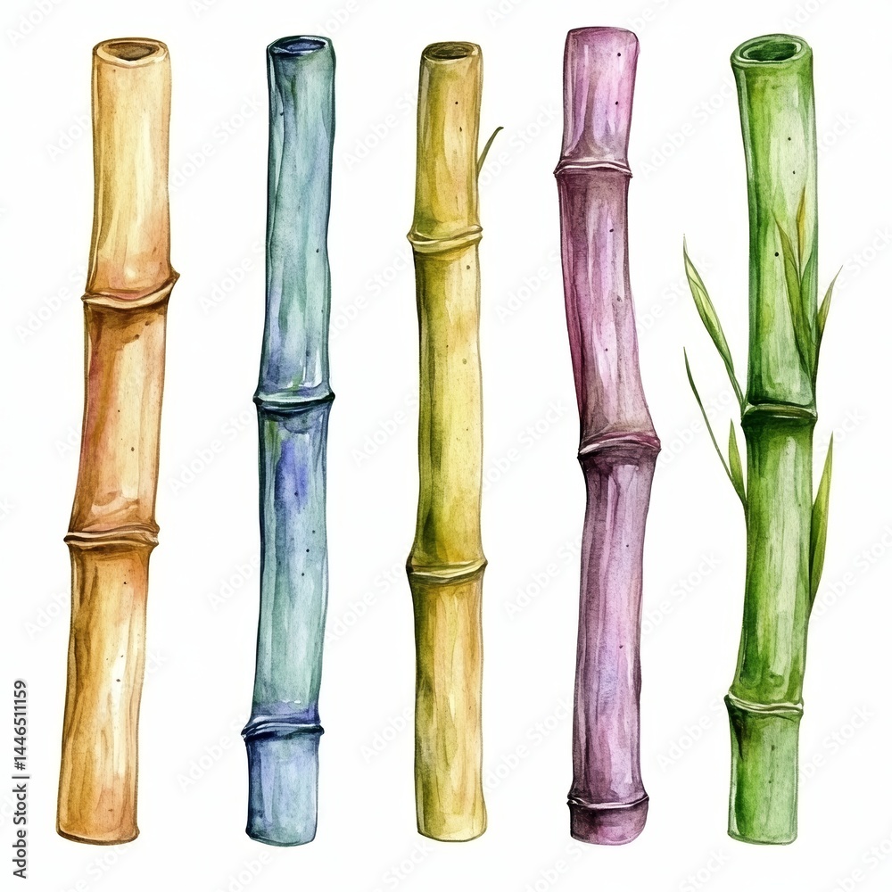 Fototapeta premium Watercolor cane on white background