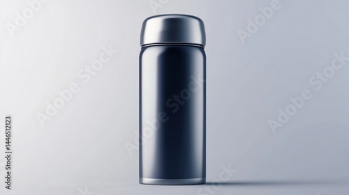 Sleek black thermos bottle with metallic cap.