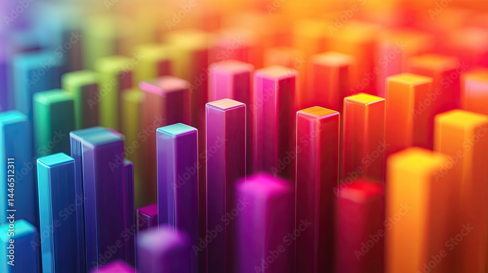 Abstract Image of Colorful Bars Ascending on a Soft Gradient Background Representing Growth and Progress. Abstract Image of Colorful Bars Ascending on a Soft Gradient Background Representing Growth and Progress.