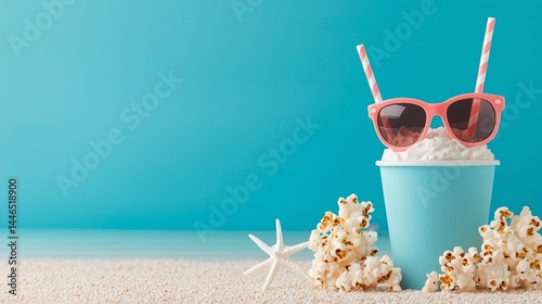 Summer refreshment with popcorn and a drink