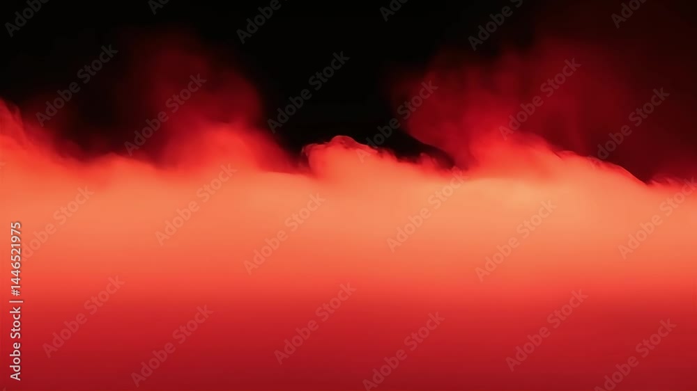 Abstract Red Cloud Formation Rising Against Dark Sky Background