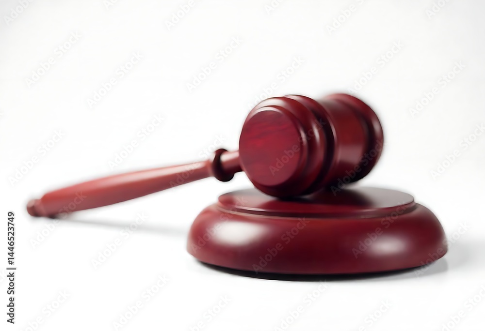 Generative AI Image: A Wooden Gavel on a White Background Symbolizing Justice Generative AI Image: A Wooden Gavel on a White Background Symbolizing Justice