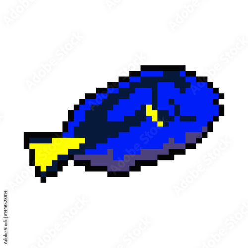 Pixel art illustration of blue fish