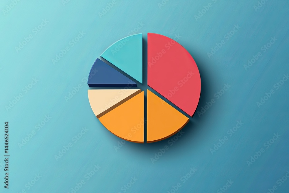 Fototapeta premium Colorful 3D Pie Chart Data Infographic Business Presentation Marketing Strategy Colorful Segments Statistics Data Analysis Report Financial Growth Planning Success Visual Business 