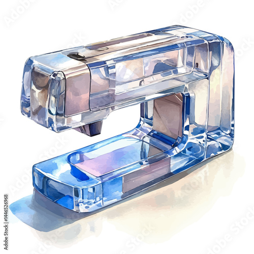 Tape Dispenser Made Of Glass, watercolor vector, isolated on a white background.