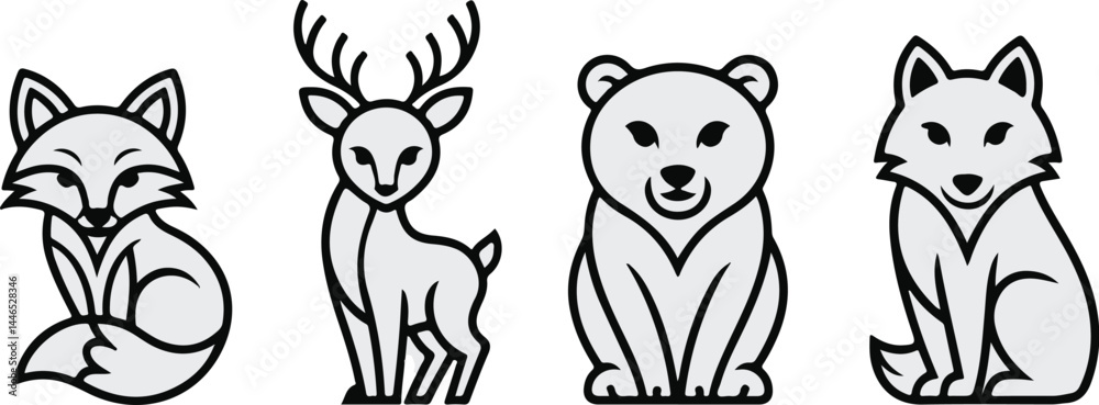 Obraz premium set of animals logo icon vector art illustration