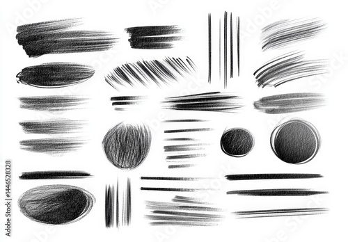 Set of various hand-drawn brush strokes