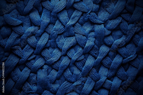 Obraz na płótnie Woven Fabric Texture: Intertwined Blue Textile w salonie