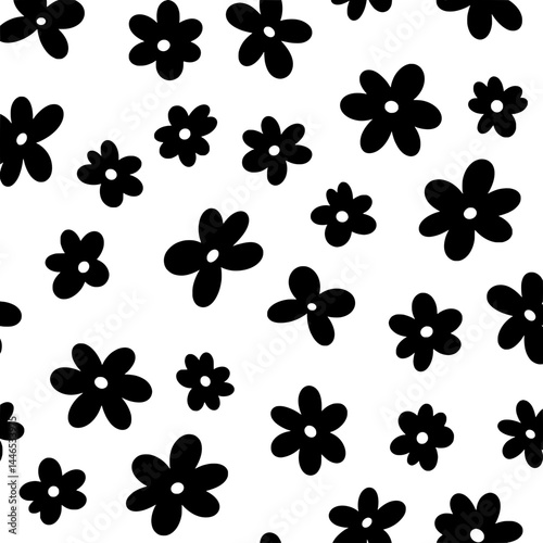 Floral Fantasy: A stylized black floral pattern against a clean backdrop, evoking a sense of playful sophistication.