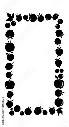 Silhouetted Harvest: An artful black and white frame, delicately composed with an assortment of fruits, offering a visual appeal for fresh food elements.