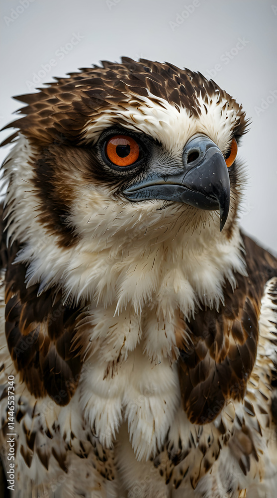 Naklejka premium Osprey with Intense Gaze and Sharp Feathers