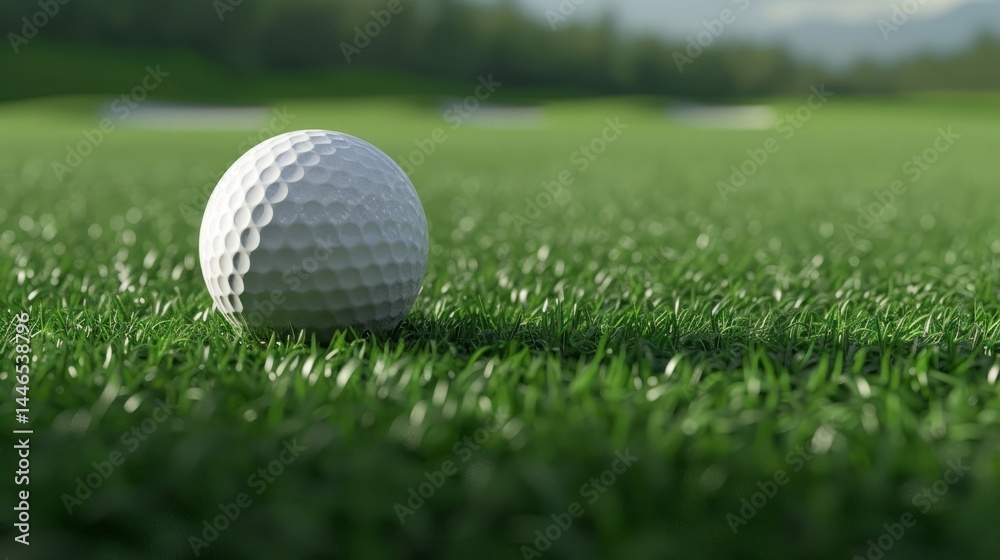Fototapeta premium A Golf Ball Resting on Green Grass