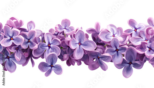  Lilac flower border frame on a transparent background, purple and pink lilacs on a white background, PNG image format