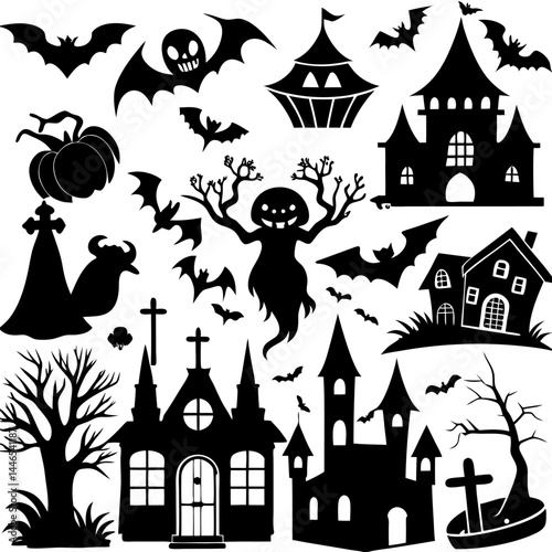 Halloween Silhouette Elements Collection