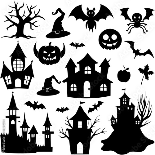 Halloween Silhouette Elements Collection